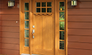 Craftsman Collection Entry Door - FF3321 with Optional Dentil Shelf and Clarion Clear Simulated Divided 6 Lites Glass